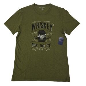 Lucky Brand Whiskey Made Me Do It T-Shirt Mens Medium Dark Green Graphic Tee New